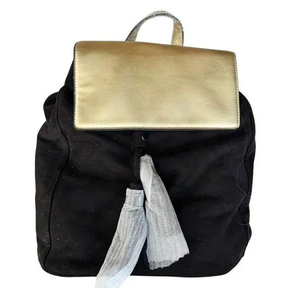 Deux Lux Cortina Backpack Black Vevelty fabric with Gold Vegan Leather RV$105NEW Deux Lux Backpack Black Bags & Handbags for Women for sale  main image 3